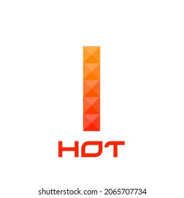 Letter I logo with bright fire colors concept. Good for print, business logo, design element, t-shirt design etc. Vector illustration.
