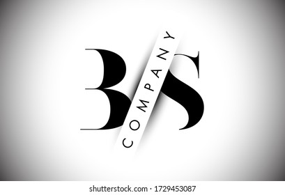 Letter Logo BS B S with Creative Shadow Cut Text Vector Illustration Design.