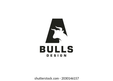Letter A logo, Bull logo,head bull logo, monogram Logo Design Template