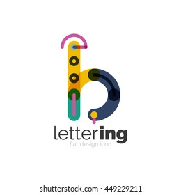 Letter logo business linear icon on white background. Alphabet initial letters company name concept. Flat thin line segments connected to each other