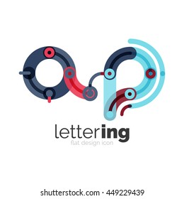Letter logo business linear icon on white background. Alphabet initial letters company name concept. Flat thin line segments connected to each other