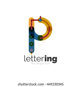 Letter logo business linear icon on white background. Alphabet initial letters company name concept. Flat thin line segments connected to each other. Flat cartoon industrial wire or tube design of ABC