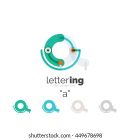 Letter logo business linear icon on white background. Alphabet initial letters company name concept. Flat thin line segments connected to each other