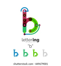 Letter logo business linear icon on white background. Alphabet initial letters company name concept. Flat thin line segments connected to each other