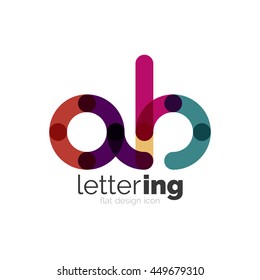 Letter logo business linear icon on white background. Alphabet initial letters company name concept. Flat thin line segments connected to each other