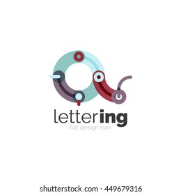 Letter logo business linear icon on white background. Alphabet initial letters company name concept. Flat thin line segments connected to each other