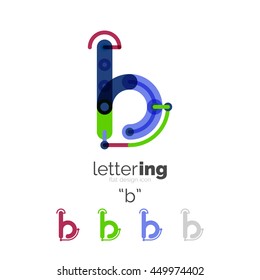 Letter logo business linear icon on white background. Alphabet initial letters company name concept. Flat thin line segments connected to each other