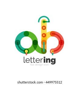 Letter logo business linear icon on white background. Alphabet initial letters company name concept. Flat thin line segments connected to each other