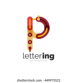 Letter logo business linear icon on white background. Alphabet initial letters company name concept. Flat thin line segments connected to each other