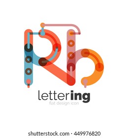 Letter logo business linear icon on white background. Alphabet initial letters company name concept. Flat thin line segments connected to each other