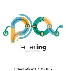 Letter logo business linear icon on white background. Alphabet initial letters company name concept. Flat thin line segments connected to each other