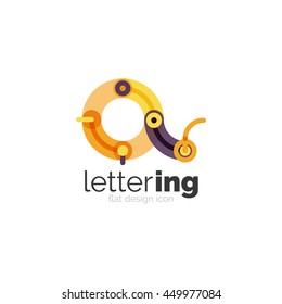 Letter logo business linear icon on white background. Alphabet initial letters company name concept. Flat thin line segments connected to each other
