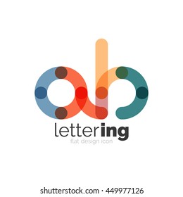 Letter logo business linear icon on white background. Alphabet initial letters company name concept. Flat thin line segments connected to each other. Flat cartoon industrial wire or tube design of ABC