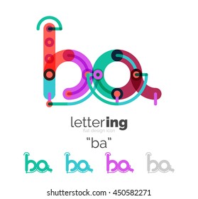 Letter logo business linear icon on white background. Alphabet initial letters company name concept. Flat thin line segments connected to each other