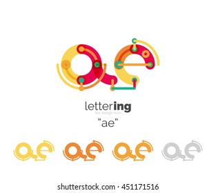 Letter logo business linear icon on white background. Alphabet initial letters company name concept. Flat thin line segments connected to each other. Flat cartoon industrial wire or tube design of ABC