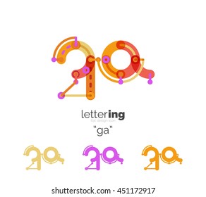 Letter logo business linear icon on white background. Alphabet initial letters company name concept. Flat thin line segments connected to each other. Flat cartoon industrial wire or tube design of ABC