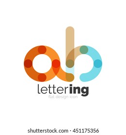 Letter logo business linear icon on white background. Alphabet initial letters company name concept. Flat thin line segments connected to each other