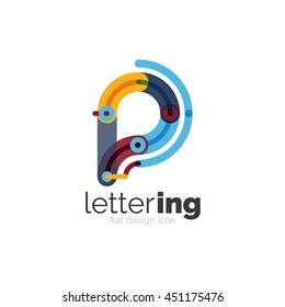 Letter logo business linear icon on white background. Alphabet initial letters company name concept. Flat thin line segments connected to each other