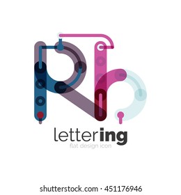 Letter logo business linear icon on white background. Alphabet initial letters company name concept. Flat thin line segments connected to each other. Flat cartoon industrial wire or tube design of ABC