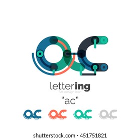 Letter logo business linear icon on white background. Alphabet initial letters company name concept. Flat thin line segments connected to each other