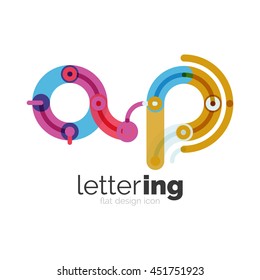 Letter logo business linear icon on white background. Alphabet initial letters company name concept. Flat thin line segments connected to each other