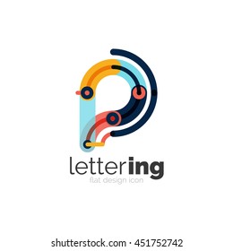 Letter logo business linear icon on white background. Alphabet initial letters company name concept. Flat thin line segments connected to each other. Flat cartoon industrial wire or tube design of ABC
