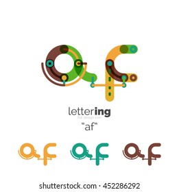 Letter logo business linear icon on white background. Alphabet initial letters company name concept. Flat thin line segments connected to each other. Flat cartoon industrial wire or tube design of ABC
