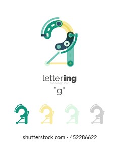 Letter logo business linear icon on white background. Alphabet initial letters company name concept. Flat thin line segments connected to each other. Flat cartoon industrial wire or tube design of ABC