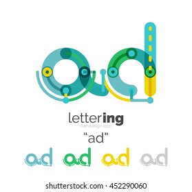 Letter logo business linear icon on white background. Alphabet initial letters company name concept. Flat thin line segments connected to each other