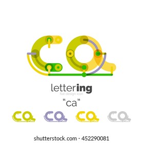 Letter logo business linear icon on white background. Alphabet initial letters company name concept. Flat thin line segments connected to each other