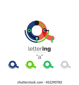 Letter logo business linear icon on white background. Alphabet initial letters company name concept. Flat thin line segments connected to each other