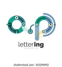 Letter logo business linear icon on white background. Alphabet initial letters company name concept. Flat thin line segments connected to each other. Flat cartoon industrial wire or tube design of ABC