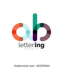 Letter logo business linear icon on white background. Alphabet initial letters company name concept. Flat thin line segments connected to each other. Flat cartoon industrial wire or tube design of ABC