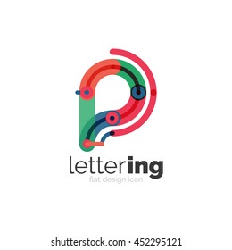 Letter logo business linear icon on white background. Alphabet initial letters company name concept. Flat thin line segments connected to each other. Flat cartoon industrial wire or tube design of ABC