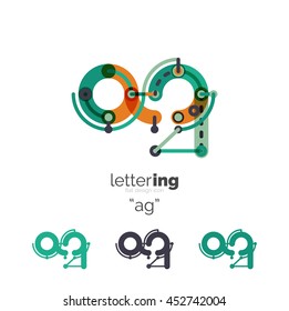 Letter Logo, Business Lineares Symbol auf weißem Hintergrund. Alphabet Anfangsbuchstaben Firmenname Konzept. Flache dünne Segmente, die miteinander verbunden sind. Flachkartoon-Industriekabel oder Rohrdesign von ABC