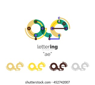 Letter logo business linear icon on white background. Alphabet initial letters company name concept. Flat thin line segments connected to each other. Flat cartoon industrial wire or tube design of ABC