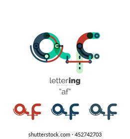 Letter logo business linear icon on white background. Alphabet initial letters company name concept. Flat thin line segments connected to each other. Flat cartoon industrial wire or tube design of ABC