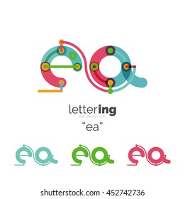 Letter logo business linear icon on white background. Alphabet initial letters company name concept. Flat thin line segments connected to each other. Flat cartoon industrial wire or tube design of ABC