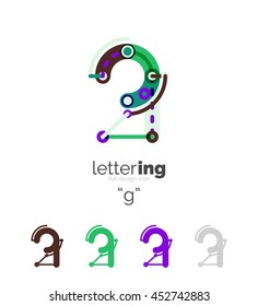Letter logo business linear icon on white background. Alphabet initial letters company name concept. Flat thin line segments connected to each other. Flat cartoon industrial wire or tube design of ABC