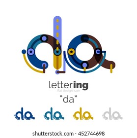 Icono lineal del logotipo de la letra sobre fondo blanco. Concepto de nombre de empresa de letras iniciales Alphabet. Segmentos planos de línea delgada conectados entre sí