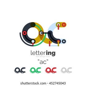 Letter logo business linear icon on white background. Alphabet initial letters company name concept. Flat thin line segments connected to each other