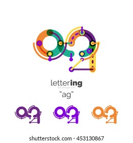 Icono lineal del logotipo de la letra sobre fondo blanco. Concepto de nombre de empresa de letras iniciales Alphabet. Segmentos planos de línea delgada conectados entre sí. Dibujo plano de diseño de cables o tubos industriales de ABC