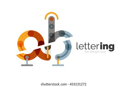 Letter logo business linear icon on white background. Alphabet initial letters company name concept. Flat thin line segments connected to each other