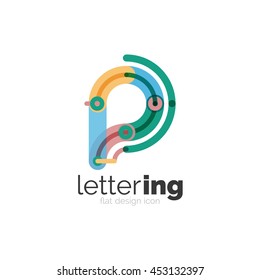 Icono lineal del logotipo de la letra sobre fondo blanco. Concepto de nombre de empresa de letras iniciales Alphabet. Segmentos planos de línea delgada conectados entre sí. Dibujo plano de diseño de cables o tubos industriales de ABC