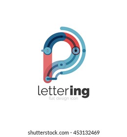 Letter logo business linear icon on white background. Alphabet initial letters company name concept. Flat thin line segments connected to each other. Flat cartoon industrial wire or tube design of ABC