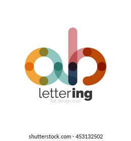 Letter logo business linear icon on white background. Alphabet initial letters company name concept. Flat thin line segments connected to each other. Flat cartoon industrial wire or tube design of ABC