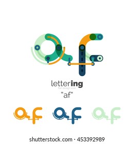 Letter logo business linear icon on white background. Alphabet initial letters company name concept. Flat thin line segments connected to each other. Flat cartoon industrial wire or tube design of ABC