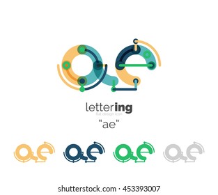 Letter logo business linear icon on white background. Alphabet initial letters company name concept. Flat thin line segments connected to each other. Flat cartoon industrial wire or tube design of ABC