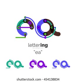 Letter logo business linear icon on white background. Alphabet initial letters company name concept. Flat thin line segments connected to each other. Flat cartoon industrial wire or tube design of ABC