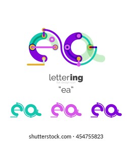 Letter logo business linear icon on white background. Alphabet initial letters company name concept. Flat thin line segments connected to each other. Flat cartoon industrial wire or tube design of ABC